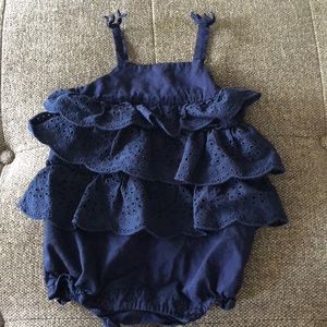 JANIE AND JACK navy eyelet romper 6-12 mth